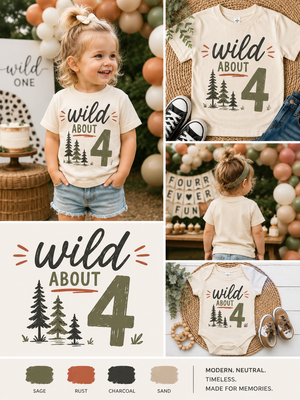 4th Birthday Shirt Boy, Wild About Four Birthday Shirt, 4 Year Old Boy Shirt, Toddler 4th Birthday Outfit, Fourth Birthday Tee