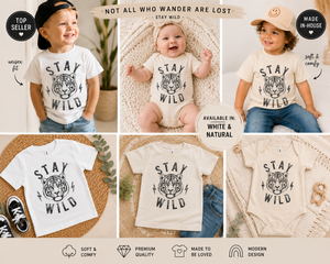 Stay Wild Tiger Shirt for Kids, Toddler Tiger Tee, Baby Tiger Bodysuit, Kids Animal Shirt, Wild Child Graphic Tee, Tiger Lover Gift