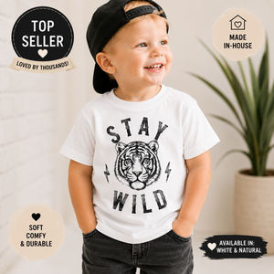 Stay Wild Tiger Shirt for Kids, Toddler Tiger Tee, Baby Tiger Bodysuit, Kids Animal Shirt, Wild Child Graphic Tee, Tiger Lover Gift