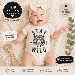 Stay Wild Tiger Shirt for Kids, Toddler Tiger Tee, Baby Tiger Bodysuit, Kids Animal Shirt, Wild Child Graphic Tee, Tiger Lover Gift