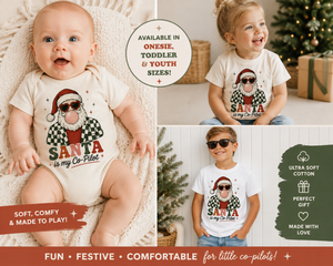 Kids Christmas Shirt, Santa Is My Co Pilot Tee, Baby Christmas Bodysuit, Toddler Christmas Shirt, Retro Santa Holiday Outfit