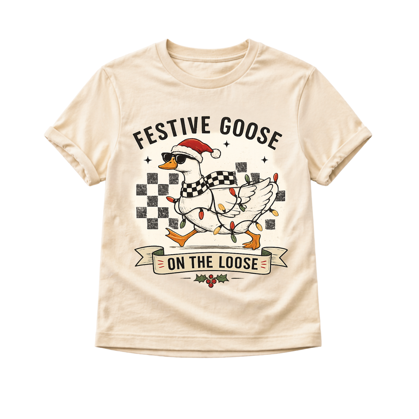 Festive Goose on the Loose Shirt, Funny Christmas Goose Shirt, Toddler Christmas Shirt, Baby Christmas Bodysuit, Retro Holiday Shirt, Kids Christmas Tee