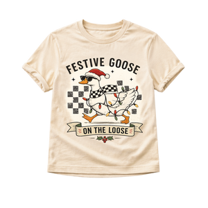 Festive Goose on the Loose Shirt, Funny Christmas Goose Shirt, Toddler Christmas Shirt, Baby Christmas Bodysuit, Retro Holiday Shirt, Kids Christmas Tee