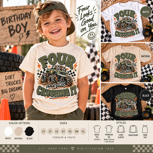 4th Birthday Boy Shirt, Monster Truck Birthday Shirt, Four and Still Crushing It, 4 Year Old Boy Birthday Outfit, Monster Truck Party Tee