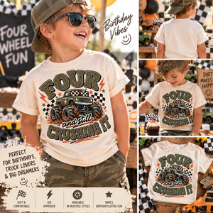 4th Birthday Boy Shirt, Monster Truck Birthday Shirt, Four and Still Crushing It, 4 Year Old Boy Birthday Outfit, Monster Truck Party Tee