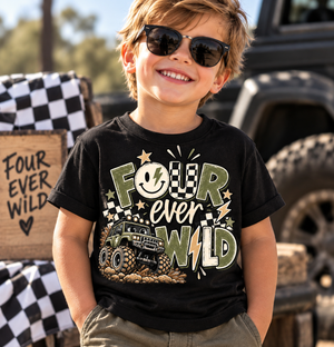 4th Birthday Boy Shirt, Monster Truck Birthday Shirt, Four Ever Wild Shirt, 4 Year Old Boy Birthday Outfit, Monster Truck Party