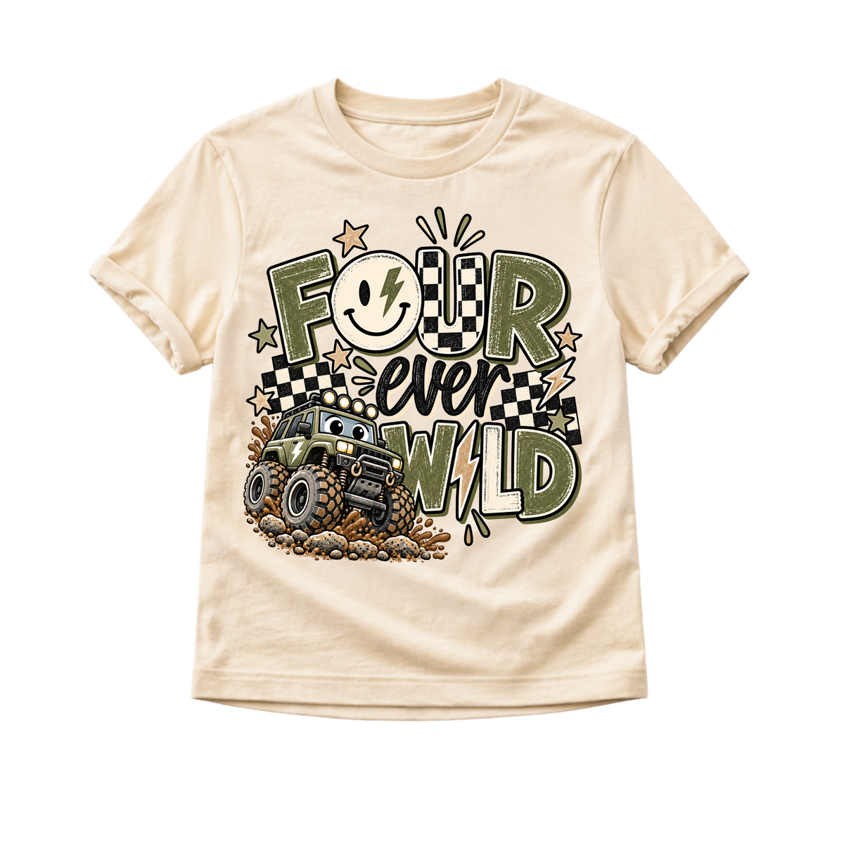 4th Birthday Boy Shirt, Monster Truck Birthday Shirt, Four Ever Wild Shirt, 4 Year Old Boy Birthday Outfit, Monster Truck Party