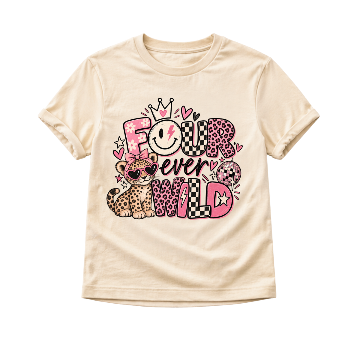 4th Birthday Girl Shirt, Four Ever Wild Birthday Shirt, Turning Four Shirt, 4 Year Old Girl Birthday Outfit, Leopard Birthday Tee