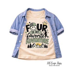 4th Birthday Shirt for Boys, Four Is My Favorite Adventure Shirt, 4 Year Old Birthday Outfit, Outdoor Birthday Tee, Turning Four Shirt