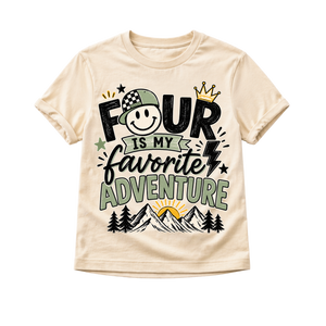 4th Birthday Shirt for Boys, Four Is My Favorite Adventure Shirt, 4 Year Old Birthday Outfit, Outdoor Birthday Tee, Turning Four Shirt