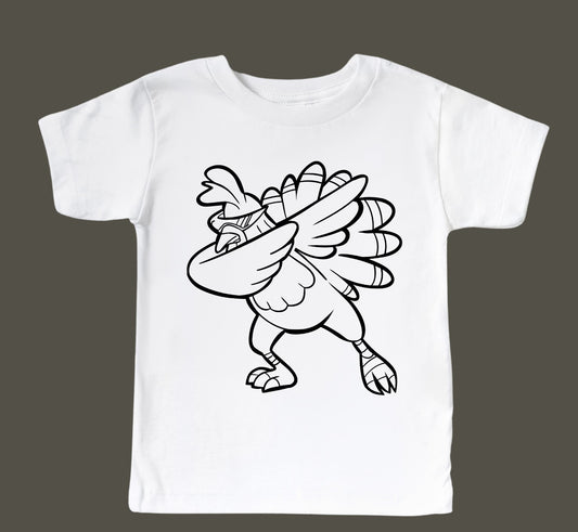 Turkey Dabbing - White - Youth Tee