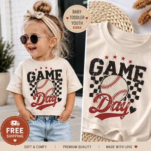 Kids Baseball Game Day Shirt, Toddler Baseball Tee, Baby Baseball Bodysuit, Little League Outfit, Baseball Season Shirt for Boys Girls
