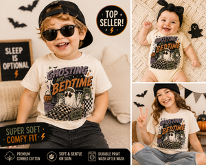 Kids Halloween Shirt, Ghosting My Bedtime Tee, Funny Toddler Halloween Shirt, Retro Ghost Shirt, Spooky Season Kids Outfit