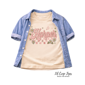 Custom Name Shirt for Girls, Personalized Toddler Shirt, Floral Name Shirt, Retro Kids Tee, Boutique Girl Shirt, Custom Birthday Gift