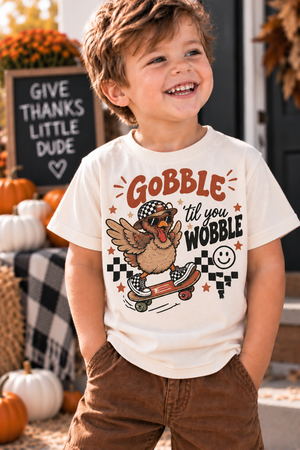 Thanksgiving Kids Shirt, Gobble Til You Wobble Shirt, Funny Turkey Toddler Tee, Baby Thanksgiving Outfit, Turkey Day Shirt for Kids