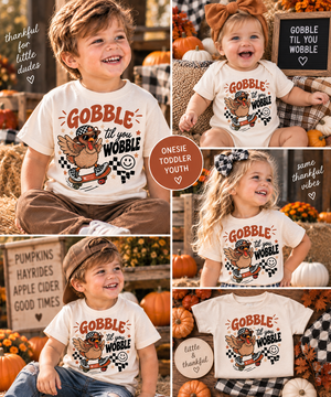 Thanksgiving Kids Shirt, Gobble Til You Wobble Shirt, Funny Turkey Toddler Tee, Baby Thanksgiving Outfit, Turkey Day Shirt for Kids