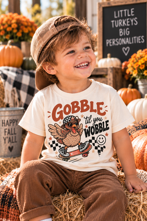 Thanksgiving Kids Shirt, Gobble Til You Wobble Shirt, Funny Turkey Toddler Tee, Baby Thanksgiving Outfit, Turkey Day Shirt for Kids