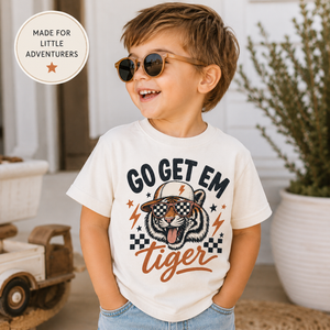 Tiger Shirt for Kids, Go Get Em Tiger Tee, Toddler Graphic Shirt, Retro Tiger Kids Tee, Wild Animal Shirt, Tiger Lover Gift