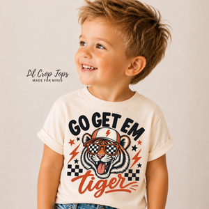 Tiger Shirt for Kids, Go Get Em Tiger Tee, Toddler Graphic Shirt, Retro Tiger Kids Tee, Wild Animal Shirt, Tiger Lover Gift
