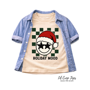 Holiday Mood Christmas Shirt, Smiley Face Christmas Shirt, Toddler Christmas Shirt, Baby Christmas Bodysuit, Kids Holiday Tee, Retro Christmas Outfit