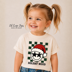 Holiday Mood Christmas Shirt, Smiley Face Christmas Shirt, Toddler Christmas Shirt, Baby Christmas Bodysuit, Kids Holiday Tee, Retro Christmas Outfit