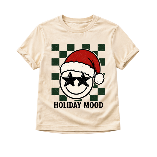 Holiday Mood Christmas Shirt, Smiley Face Christmas Shirt, Toddler Christmas Shirt, Baby Christmas Bodysuit, Kids Holiday Tee, Retro Christmas Outfit