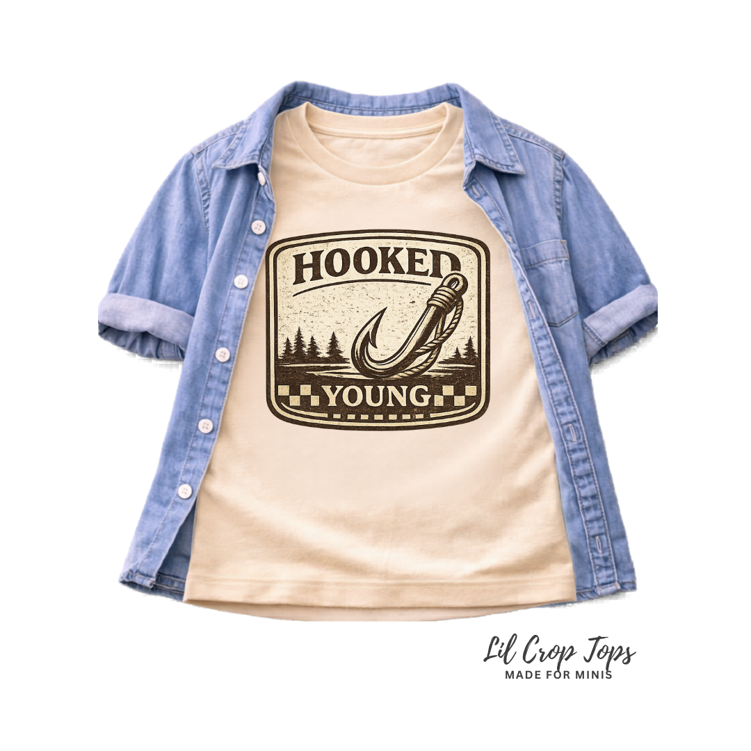 Hooked Young Kids Fishing Shirt, Toddler Fishing Shirt, Little Fisherman Tee, Outdoor Kids Shirt, Camping Shirt for Kids, Fishing Lover Gift