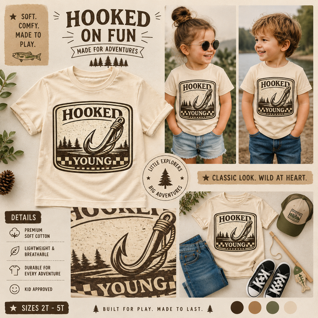 Hooked Young Kids Fishing Shirt, Toddler Fishing Shirt, Little Fisherman Tee, Outdoor Kids Shirt, Camping Shirt for Kids, Fishing Lover Gift
