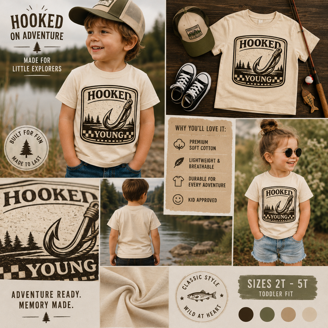 Hooked Young Kids Fishing Shirt, Toddler Fishing Shirt, Little Fisherman Tee, Outdoor Kids Shirt, Camping Shirt for Kids, Fishing Lover Gift
