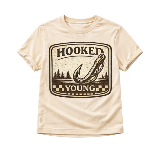 Hooked Young Kids Fishing Shirt, Toddler Fishing Shirt, Little Fisherman Tee, Outdoor Kids Shirt, Camping Shirt for Kids, Fishing Lover Gift