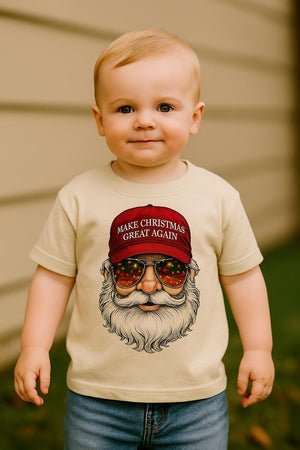 Make Christmas Great Again Santa Shirt  Funny Holiday Kids Tee  Baby Toddler Youth Christmas Shirt