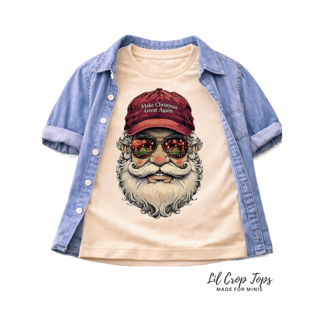 Make Christmas Great Again Santa Shirt  Funny Holiday Kids Tee  Baby Toddler Youth Christmas Shirt