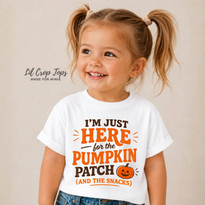 I'm Just Here for the Pumpkin Patch Shirt, Pumpkin Patch Outfit, Toddler Fall Shirt, Baby Pumpkin Bodysuit, Cute Autumn Shirt, Thanksgiving Kids Tee