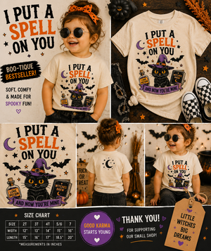 I Put a Spell on You Shirt, Black Cat Halloween Shirt, Toddler Halloween Shirt, Baby Halloween Bodysuit, Cute Witch Shirt, Spooky Season Kids T