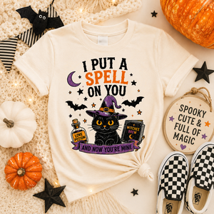 I Put a Spell on You Shirt, Black Cat Halloween Shirt, Toddler Halloween Shirt, Baby Halloween Bodysuit, Cute Witch Shirt, Spooky Season Kids T