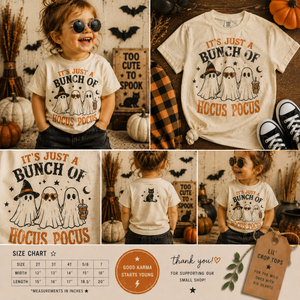 Hocus Pocus Halloween Shirt, Ghost Halloween Shirt, Toddler Spooky Season Shirt, Baby Halloween Outfit, Cute Halloween Tee for Kids