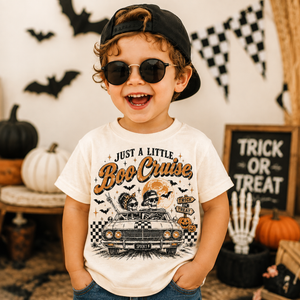 Kids Halloween Shirt, Boo Cruise Skeleton Tee, Toddler Halloween Shirt, Baby Halloween Bodysuit, Retro Spooky Car Shirt