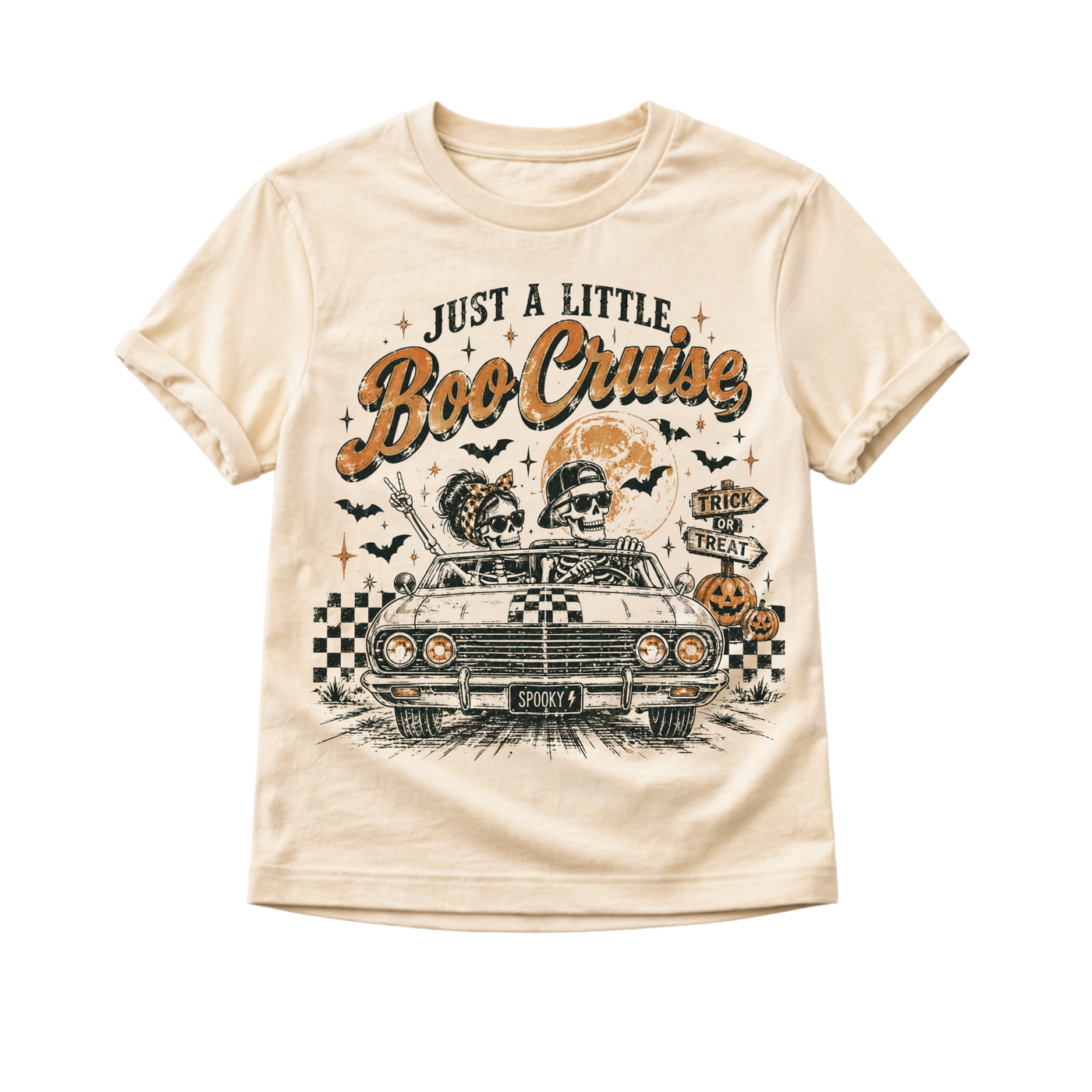 Kids Halloween Shirt, Boo Cruise Skeleton Tee, Toddler Halloween Shirt, Baby Halloween Bodysuit, Retro Spooky Car Shirt