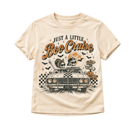 Kids Halloween Shirt, Boo Cruise Skeleton Tee, Toddler Halloween Shirt, Baby Halloween Bodysuit, Retro Spooky Car Shirt