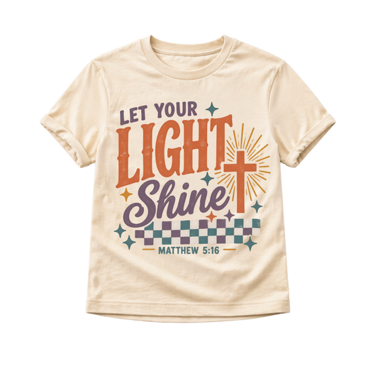 Christian Kids Shirt, Let Your Light Shine Shirt, Matthew 5:16 Kids Tee, Toddler Christian Shirt, Bible Verse Shirt, Faith Based Gift