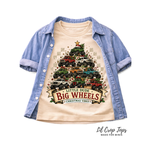 Monster Truck Christmas Shirt for Boys, Little Dude Big Wheels Tee, Toddler Holiday Shirt, Truck Lover Christmas Outfit, Kids Christmas Shirt