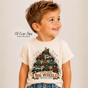Monster Truck Christmas Shirt for Boys, Little Dude Big Wheels Tee, Toddler Holiday Shirt, Truck Lover Christmas Outfit, Kids Christmas Shirt
