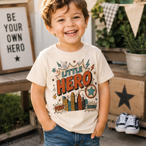 Little Hero Shirt for Kids, Superhero Toddler Shirt, Baby Hero Bodysuit, Kids Superhero Tee, Comic Book Graphic Shirt, Hero Gift
