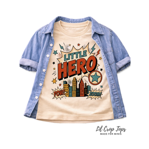 Little Hero Shirt for Kids, Superhero Toddler Shirt, Baby Hero Bodysuit, Kids Superhero Tee, Comic Book Graphic Shirt, Hero Gift