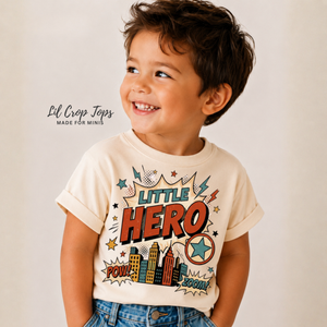 Little Hero Shirt for Kids, Superhero Toddler Shirt, Baby Hero Bodysuit, Kids Superhero Tee, Comic Book Graphic Shirt, Hero Gift