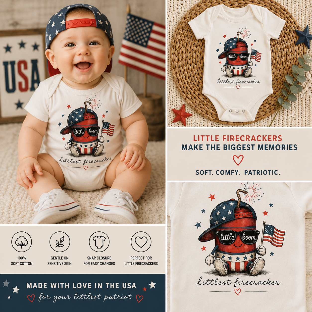 Littlest Firecracker Onesie