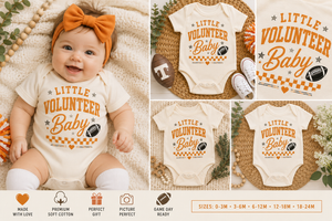 Little Volunteer Baby Bodysuit, Football Baby Outfit, Orange Game Day Bodysuit, Baby Football Fan Outfit, Tailgate Baby Clothes, Sports Baby Gift