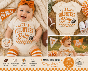 Little Volunteer Baby Bodysuit, Football Baby Outfit, Orange Game Day Bodysuit, Baby Football Fan Outfit, Tailgate Baby Clothes, Sports Baby Gift