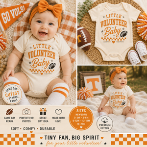 Little Volunteer Baby Bodysuit, Football Baby Outfit, Orange Game Day Bodysuit, Baby Football Fan Outfit, Tailgate Baby Clothes, Sports Baby Gift