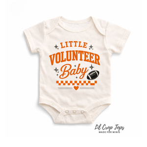 Little Volunteer Baby Bodysuit, Football Baby Outfit, Orange Game Day Bodysuit, Baby Football Fan Outfit, Tailgate Baby Clothes, Sports Baby Gift